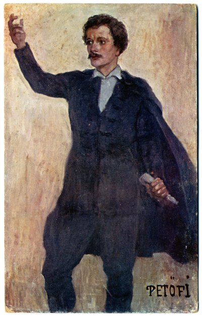 Historia. Hungría. El poeta y revolucionario Sandor Petofi. Postal, Hungría, c.1920 (postal) de Unbekannter Künstler