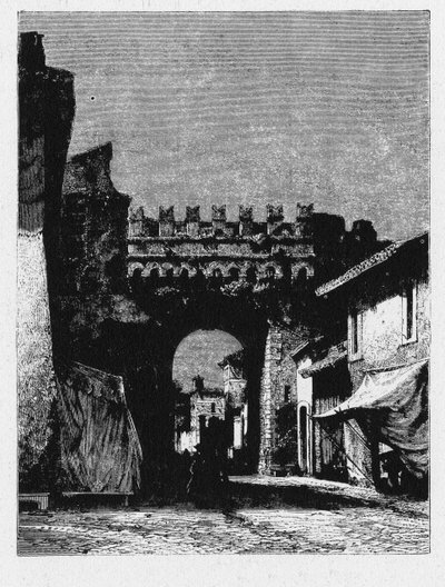 Historia de la Antigua Roma. La Porta Settimiana es una puerta en la Muralla Aureliana en Roma de Unbekannt