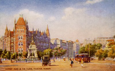 Hornby Road y la Fuente Floral, Bombay de Unbekannter Künstler