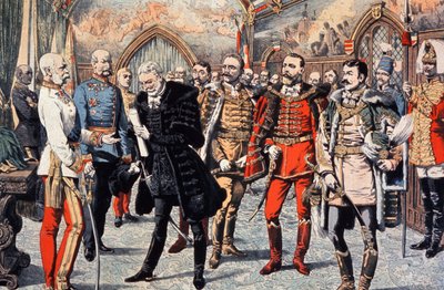 Dignatarios húngaros recibidos por Francisco José I en Hungría de Unbekannter Künstler