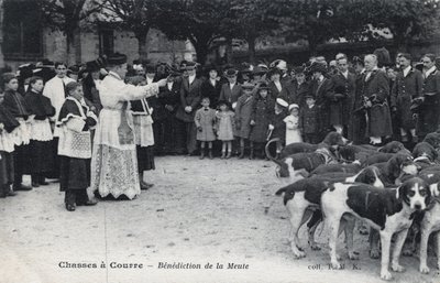 Caza: bendición de la jauría de perros - Postal finales del siglo XIX-principios del XX de Unbekannt