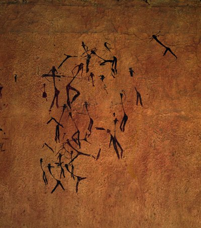 Escena de caza, de las Cuevas de la Valltorta, Neolítico (pintura mural) de Unbekannter Künstler