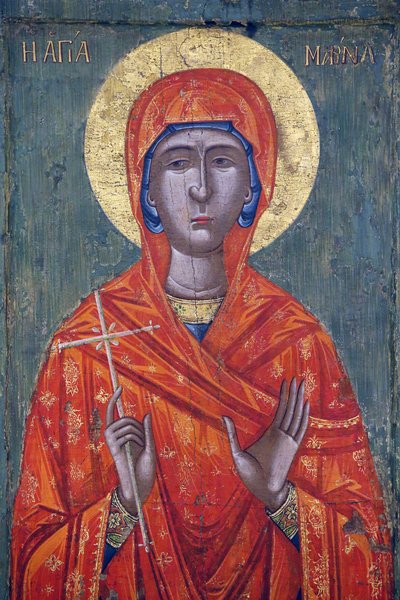 Icono en el museo bizantino de Pedoulas: Santa Marina (siglo XVIII) de Unbekannt