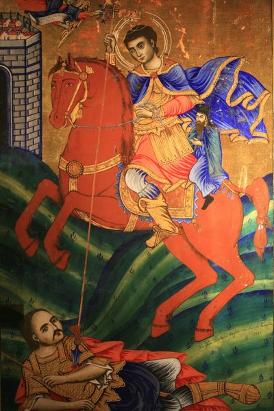 Icono en la iglesia ortodoxa de San Dimitrios: Vida de San Dimitrios, Tesalónica, Grecia de Unbekannt
