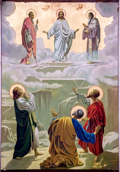Icono en la iglesia melkita de Nazaret (católica griega), Galilea, Israel, La Transfiguración de Unbekannt