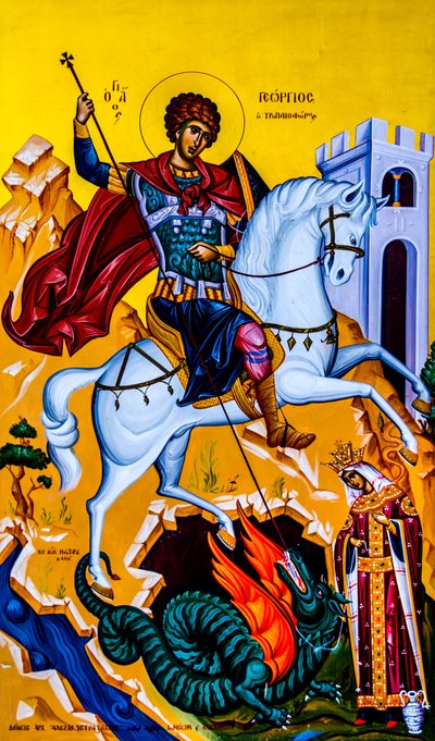 Icono de San Jorge, Moni Karydi, Creta, Vamos, Creta, Grecia, Europa (foto) de Unbekannter Künstler