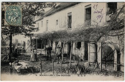 Île de France, Val de Marne (94), Marolles en Brie: Les Glycines - Postal fechada en 1907 de Unknown