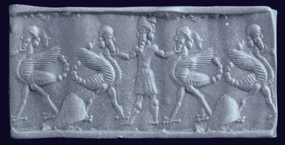 Impresión de un sello cilíndrico neo-babilónico, c.750-600 a.C. de Unbekannt