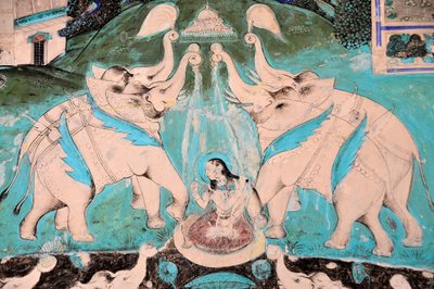 India, Rajasthan, BUNDI: fresco del Palacio Chitra Shala (siglos XVIII y XIX) de Unbekannt