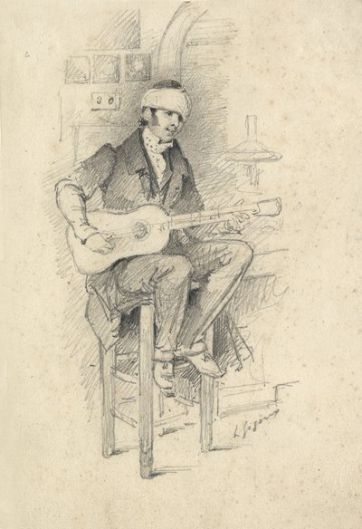 Joven guitarrista herido, Francia, hacia 1830 (boceto) de Unbekannter Künstler