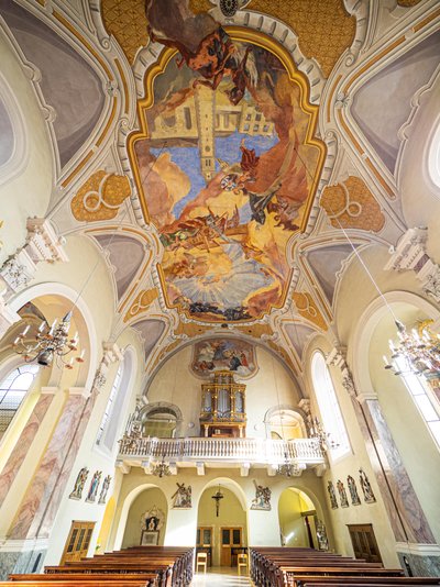 Interior, pintura del techo de Hans Andre, Servitenkirche, Innsbruck, Tirol, Austria, Europa (foto) de Unbekannter Künstler
