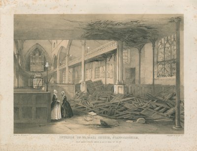 Interior de la iglesia de Walsall - litografía tintada, [octubre 1847] de Unbekannt