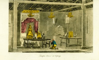 Interior de un templo chino en Kupang, Timor de Unbekannt