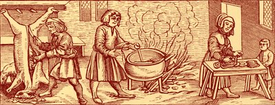 Interior de una cocina en el siglo XVI de Unbekannter Künstler