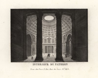 Interior del Panteón mostrando la cúpula con casetones y el óculo, Roma de Unbekannt