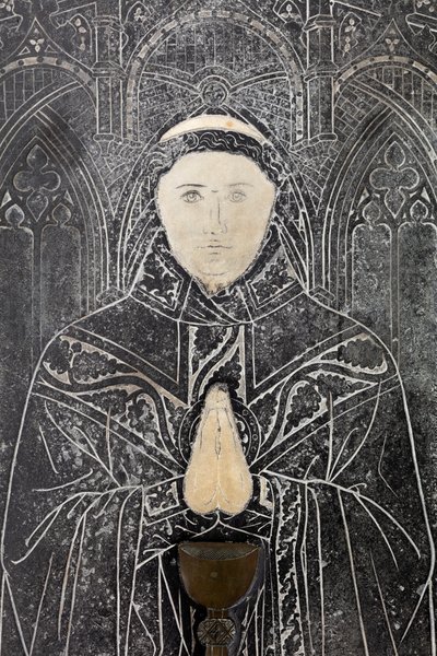 Interior, nave sur, lado oeste, losa funeraria de Unbekannter Künstler