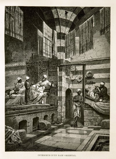 Vista interna de un baño oriental (Ilustración del Atlas de Egipto) de Unknown