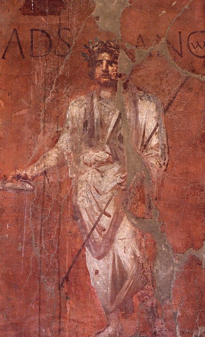 Italia: Sitio arqueológico de Pompeya al pie del Vesubio: fresco mural de William M. Timlin