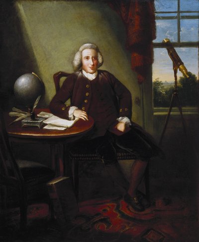 James Ferguson (1710-1776), astrónomo y artista británico (pintor), en su estudio de Unbekannter Künstler