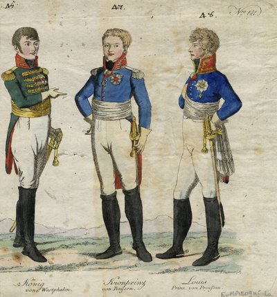 Jerome Bonaparte Rey de Westfalia, Príncipe Luis Fernando de Prusia y Ludwig I de Baviera de Unbekannt