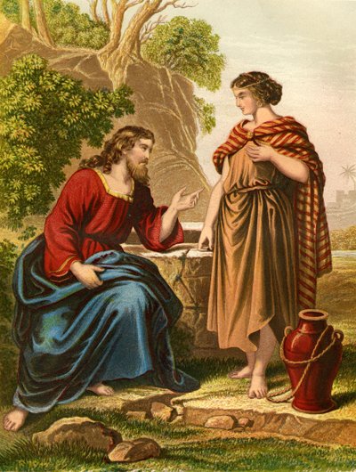 Jesús habla con la samaritana - Biblia de Unbekannter Künstler