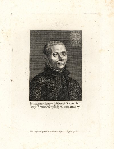 John Yonge, Ioannes Yongus, sacerdote jesuita irlandés, fallecido en 1664, a la edad de 75 años. Grabado en cobre de la obra de William Richard Portraits Illustrating Granger