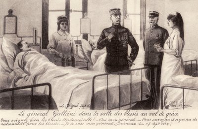 Joseph Gallieni visitando a los heridos de Unbekannter Künstler