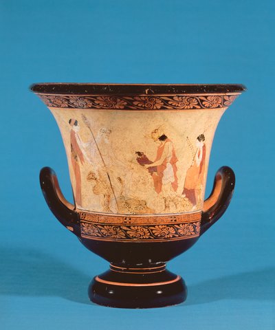 Kalyx krater que representa a Hermes entregando al infante Dionisio a las Ninfas, etrusco, c.460 a.C. de Unbekannt