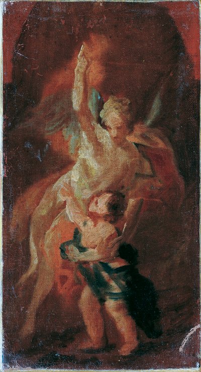 niño con ángel de la guarda de Unbekannter Künstler