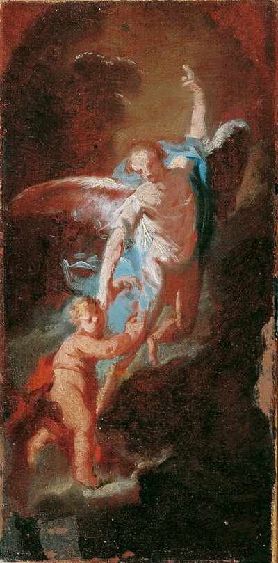 niño con ángel de la guarda de Unbekannter Künstler