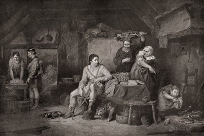 El rey Alfredo en la cabaña de Neatherd. Alfredo el Grande, c.848 899. Rey de Wessex. Rey de Wessex. La leyenda cuenta que, cuando Alfredo huyó a Somerset Levels, una campesina le dio cobijo y, sin conocer su identidad, le dejó para que vigilara unos paste de Unbekannter Künstler