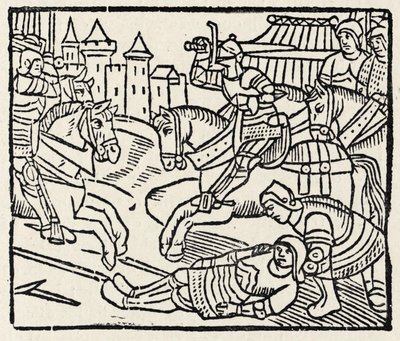 Lancelot en un torneo (xilografía) de Unbekannter Künstler