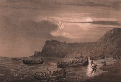 Desembarco de la primera flota de los hombres de Garibaldi en el Fuerte Scilla, Calabria de William M. Timlin