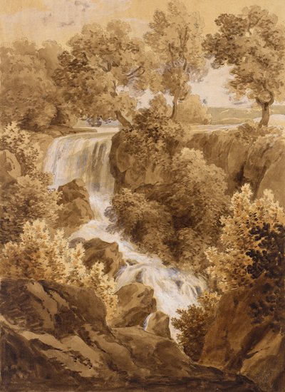 Paisaje con cascada de Unbekannter Künstler