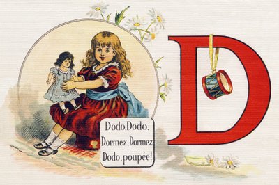 Letra D: Durmiendo, Durmiendo, Durmiendo, Durmiendo, Muñeca. Grabado en "ABC L