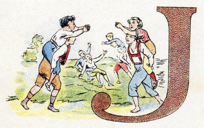 Letra J: Juego. Alfabeto de Phosphatine Falieres. Grabado. Alfabeto Brevete S.G.D.G. por el farmacéutico Pierre Emile Falieres. Ilustraciones en cromolitografía, finales del siglo XIX. 16 páginas de Unbekannt