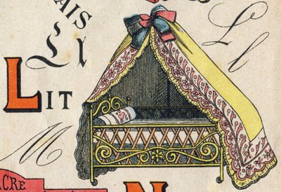 Letra L. Grabado en "Juguetes ABC". Imágenes de Epinal en cromolitografía, circa 1890 de Unbekannt