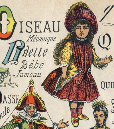 Letra O. Grabado en "Juguetes ABC". Imágenes de Epinal en cromolitografía, circa 1890 de Unbekannt