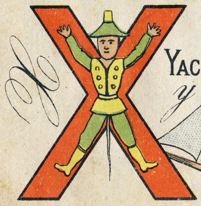 Letra X. Grabado en "Juguetes ABC". Imágenes de Epinal en cromolitografía, circa 1890 de Unbekannt
