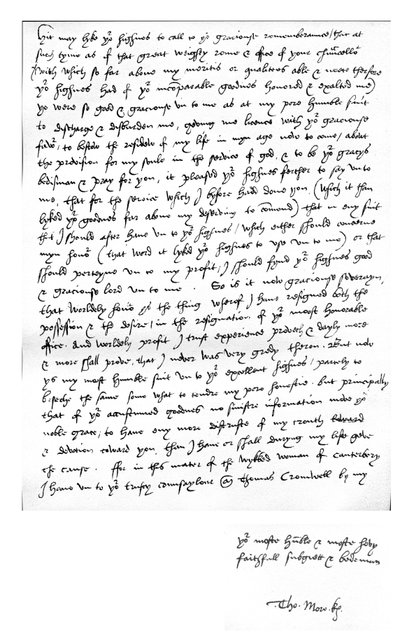 Carta de Thomas More al Rey Enrique VIII, escrita en su casa en Chelcith (Chelsea), 5 de marzo de Unbekannt