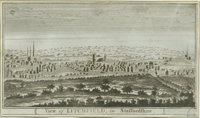Lichfield - Vista Suroeste: grabado, s.f. [c. 1780-85] de Unbekannt