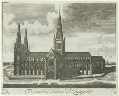 Catedral de Lichfield - Vista sur: grabado, nd [?siglo XVIII] de Unbekannt