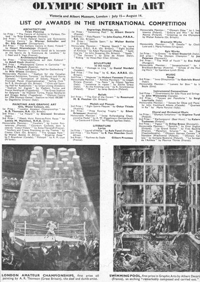 Lista de Ganadores de Premios de Arquitectura, Arte, Escultura, Literatura, Drama y Música en los Juegos Olímpicos de Londres de 1948 de Unbekannt