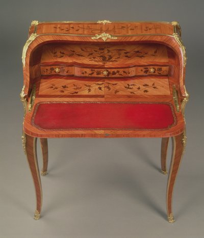 Bureau de dame de Luis XV, con marquetería floral y monturas de bronce dorado, por Bernard II van Risenburgh (fl.1730-65/6), c.1750 de Unbekannt