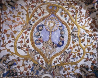 Vista en ángulo bajo de un mural en la cúpula de una iglesia, Iglesia de Santo Domingo, Oaxaca, Estado de Oaxaca, México de Benjamin Baud