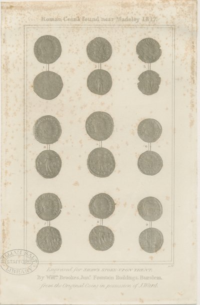 Madeley - Monedas romanas: grabado, nd [c 1817] de Unbekannt