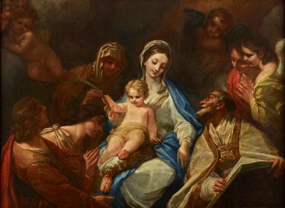 virgen y el niño, santos y ángeles de Unbekannter Künstler