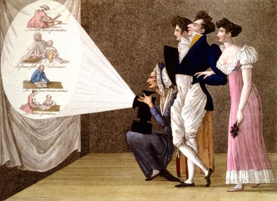Linterna mágica en París, c. 1810 (grabado) de Unbekannter Künstler