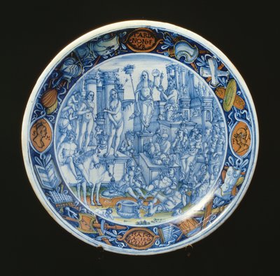 Plato de maiolica decorado con la alegoría de Diana, diosa de la luna, italiano de Unbekannt