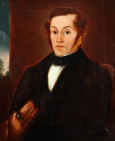 Hombre con perro y pajarita 1825 (Óleo sobre lienzo) de Unbekannter Künstler